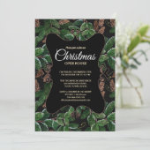 Elegante Evergreen Christmas Open House Kaart (Staand voorkant)