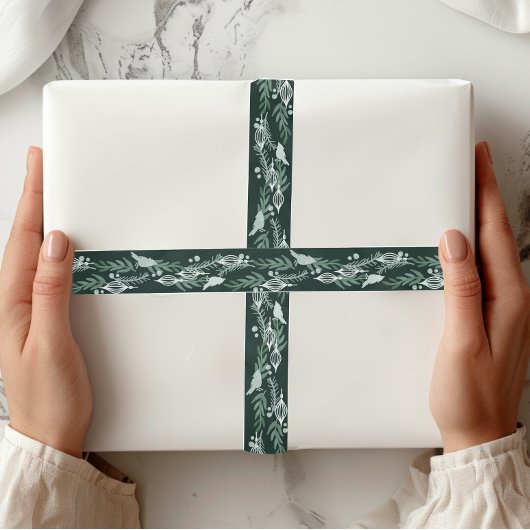 Elegante Evergreen Garland Kardinaal Holiday Satijnen Lint