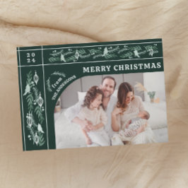 Elegante Evergreen Garland Moderne Foto Kerstmis Feestdagenkaart