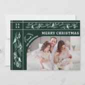 Elegante Evergreen Garland Moderne Foto Kerstmis Feestdagenkaart (Voorkant)