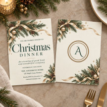 Elegante Evergreen Gouden Boog Kerst Dinner