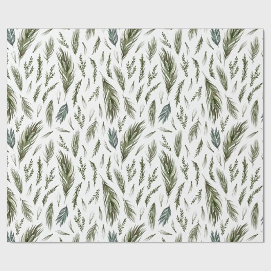 Elegante Evergreen Winter Botanical Cadeaupapier (Vlak)
