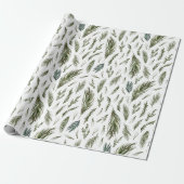 Elegante Evergreen Winter Botanical Cadeaupapier (Uitgerold)