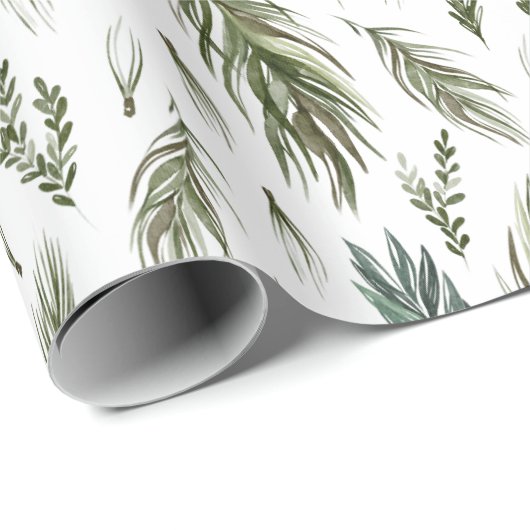 Elegante Evergreen Winter Botanical Cadeaupapier (Rol Hoek)