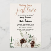 Elegante Evergreen winter gouden bruiloft Folie Uitnodiging (Voorkant)