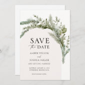 Elegante Evergreen Winter Wedding Save the Date Kaart (Voorkant / Achterkant)