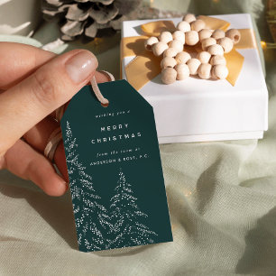 Elegante Evergreen Zakelijke of Bedrijfs Kerst Cadeaulabel