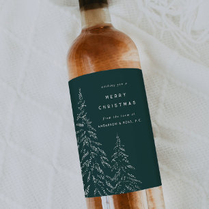Elegante Evergreen Zakelijke of Kantoor Kerstkaart Wijn Etiket