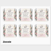 Elegante Ex Libris Waterverf Bloemplaat Vierkante Sticker (Vel)