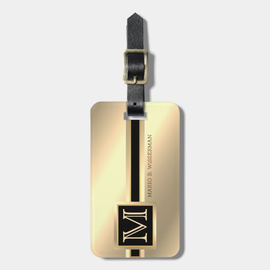 Elegante Executive Style - Gouden metalen monogram Bagagelabel (Voorkant verticaal)
