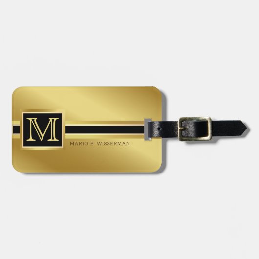 Elegante Executive Style - Gouden metalen monogram Bagagelabel (Voorkant horizontaal)