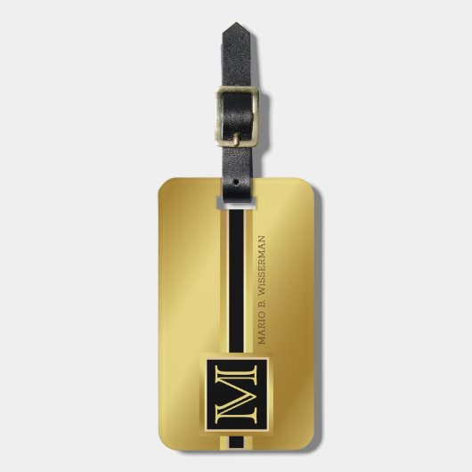 Elegante Executive Style - Gouden metalen monogram Bagagelabel (Voorkant verticaal)