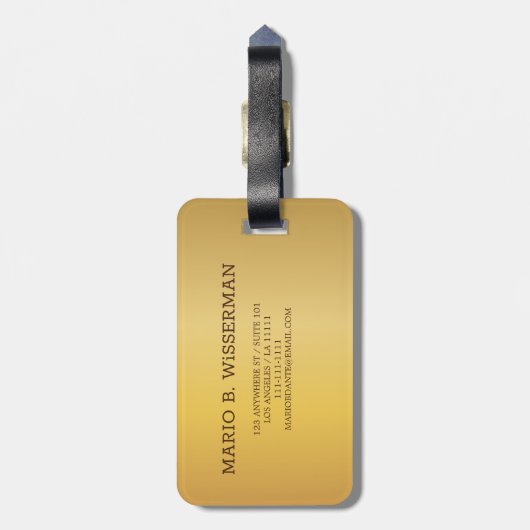 Elegante Executive Style - Gouden metalen monogram Bagagelabel (Achterkant verticaal)