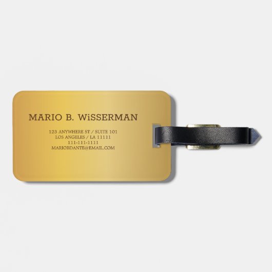 Elegante Executive Style - Gouden metalen monogram Bagagelabel (Achterkant horizontaal)