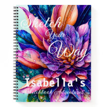 Elegante exotische bloemen, watercolor schetsboek