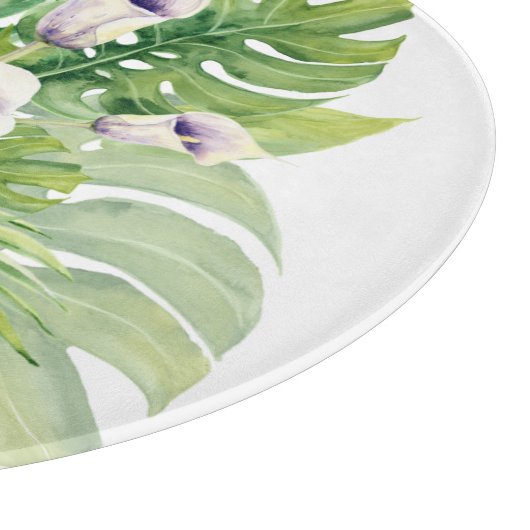 Elegante Exotische Calla Bloemen en Tropische blad Snijplank (Hoek)