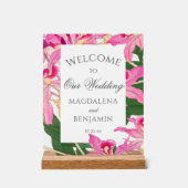 Elegante Exotische Roze Orchidee Bloemen Huwelijk Acryl Bord (Voorkant)