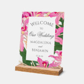 Elegante Exotische Roze Orchidee Bloemen Huwelijk Acryl Bord (Hoek)