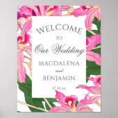Elegante Exotische Roze Orchidee Bloemen Huwelijk  Poster (Voorkant)