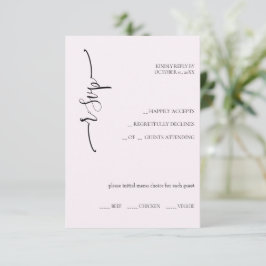 Elegante Exotische Zachte Roze Calligrafie RSVP Kaartje