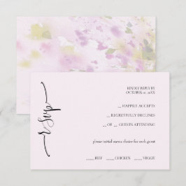 Elegante exotische zachte roze kalligrafie RSVP kaartje