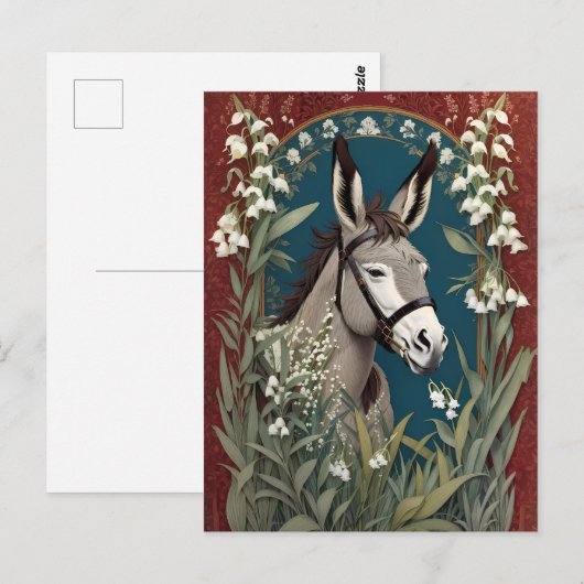 Elegante ezel en Lily van de vallei bloemen Briefkaart (Voorkant / Achterkant)