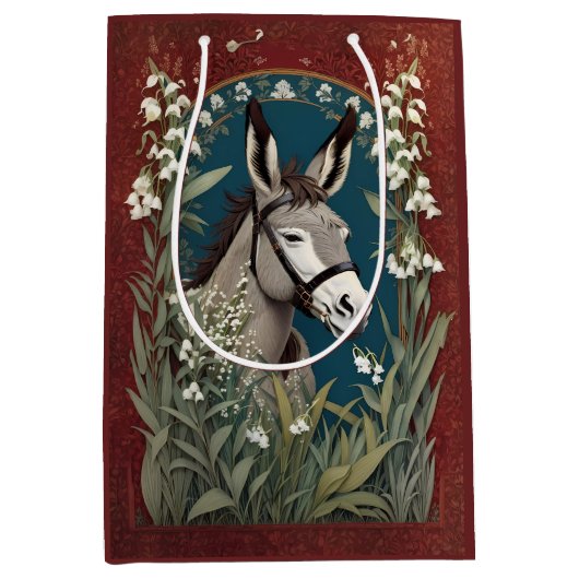 Elegante ezel en Lily van de vallei bloemen Medium Cadeauzakje (Voorkant)