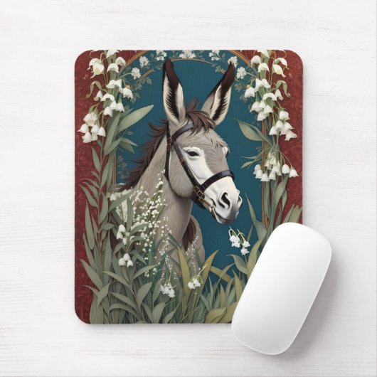 Elegante ezel en Lily van de vallei bloemen Muismat (Met muis)