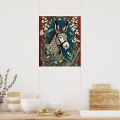 Elegante ezel en Lily van de vallei bloemen Poster (Keuken)