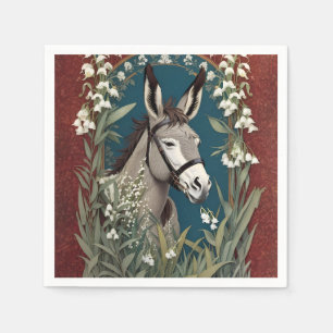 Elegante ezel en Lily van de vallei bloemen Servet