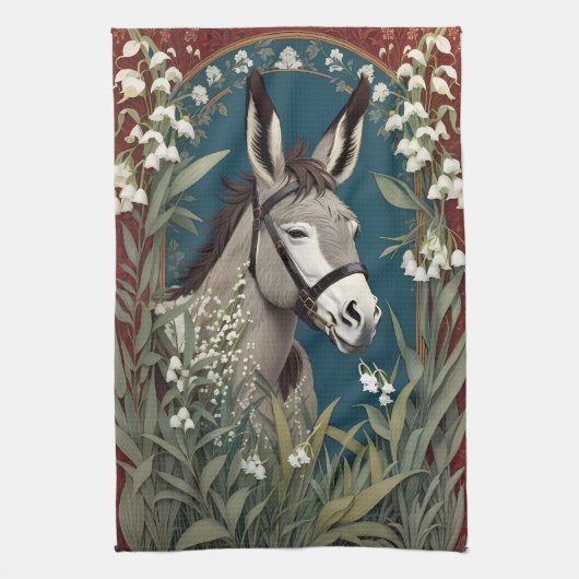 Elegante ezel en Lily van de vallei bloemen Theedoek (Verticaal)