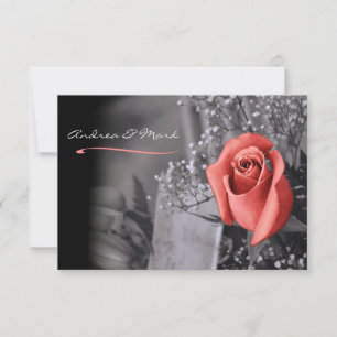 Elegante Fade Out Perzik Roos Zwart Wit Trouwen Kaart