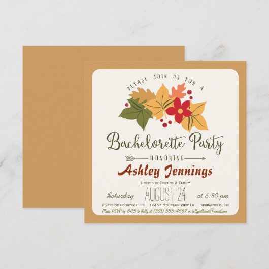 Elegante Fall Leaves & Berries vrijgezellenfeest Kaart (Voorkant / Achterkant)