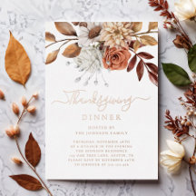 Elegante Fall Leaves Thanksgiving Dinner Roos Gold