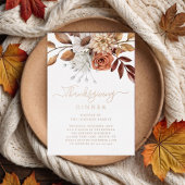 Elegante Fall Leaves Thanksgiving Dinner Roos Gold Folie Uitnodiging