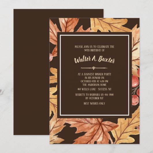 Elegante Fall Leaves uitnodiging (Voorkant / Achterkant)