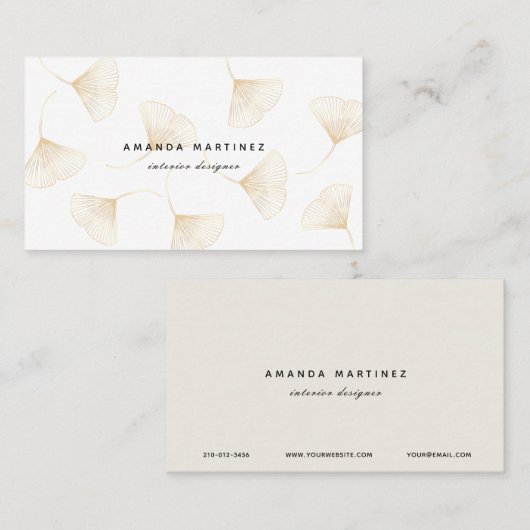 Elegante Falling Gold Ginkgo verlaat Visitekaartje (Voorkant / Achterkant)