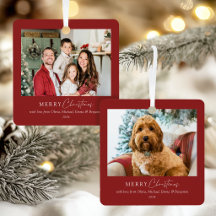 Elegante Familie 2 Foto's Diep Rode Prettig Kerstf