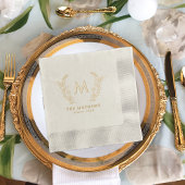 Elegante familie botanische monogram en naam goud folie servetten