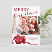 Elegante Familie Foto Christas Kaart (Staand voorkant)