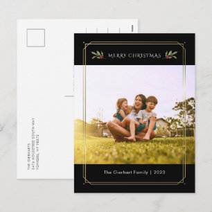 Elegante Familie Foto Geometrische Kerstmis Feestdagenkaart