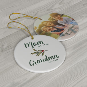 Elegante Familie Foto Kerst Keepsake Keramisch Ornament