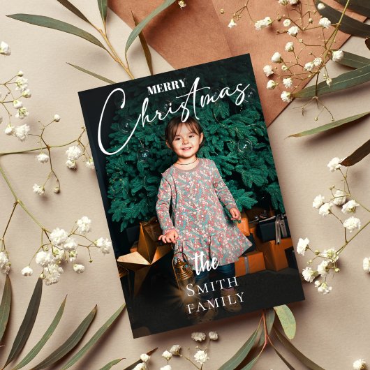Elegante Familie Foto Kerstvakantie Kaart