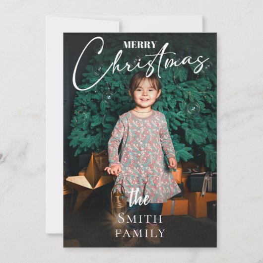 Elegante Familie Foto Kerstvakantie Kaart (Voorkant)