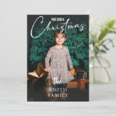 Elegante Familie Foto Kerstvakantie Kaart (Staand voorkant)