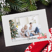 Elegante Familie Foto Waterverf Kerstwagen Feestdagenkaart