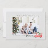 Elegante Familie Foto Waterverf Kerstwagen Feestdagenkaart (Voorkant)