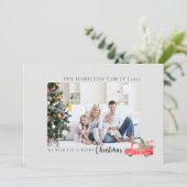 Elegante Familie Foto Waterverf Kerstwagen Feestdagenkaart (Staand voorkant)