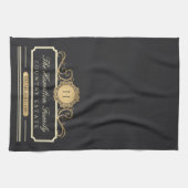 Elegante Familie Huis Monogram Gouden Houtskool Ke Theedoek (Horizontaal)