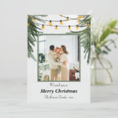 Elegante Familie Kerst Kaart met Waterverf Pine (Staand voorkant)